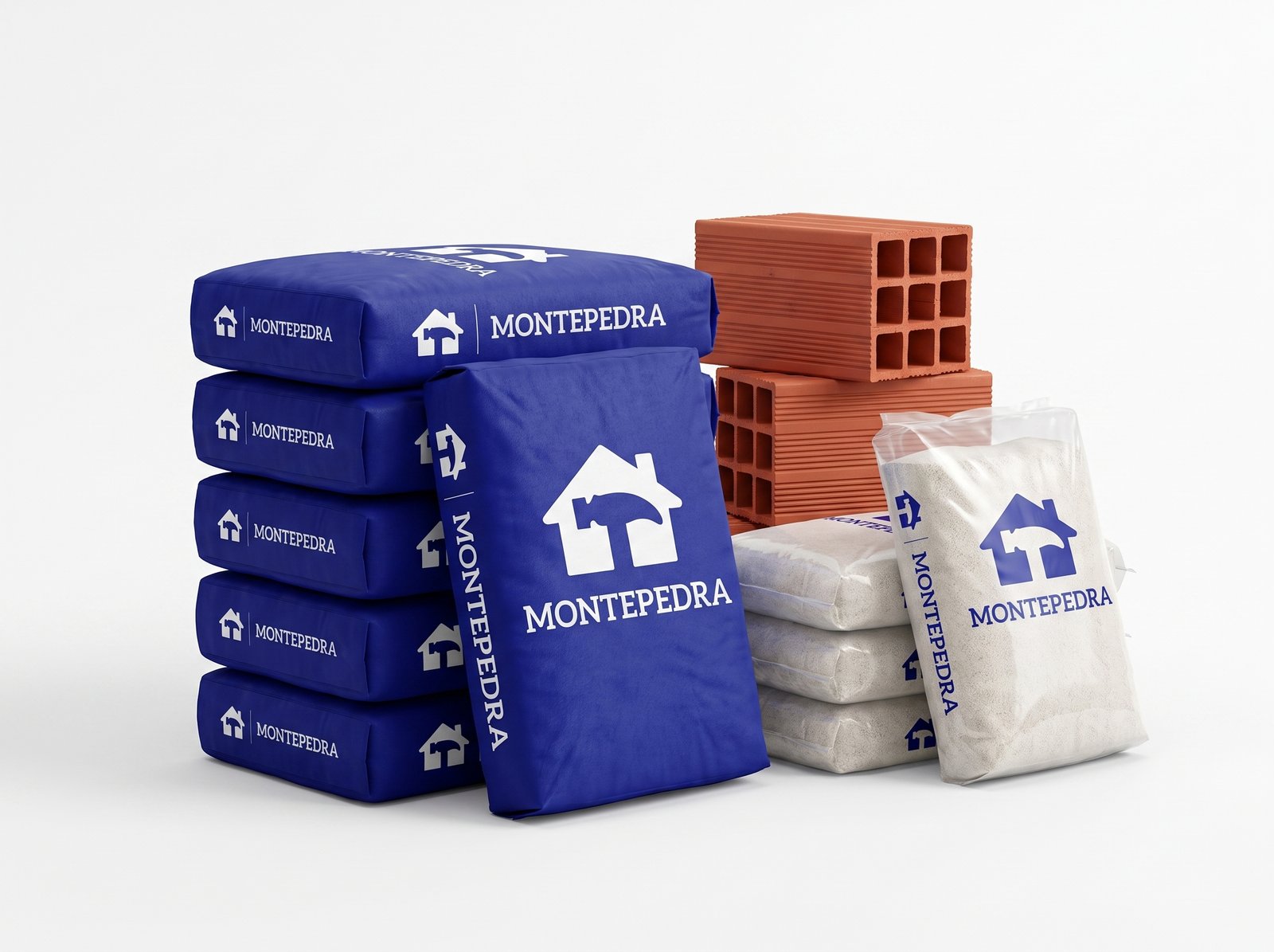 Sacos de cimento e argamassa na Montepedra